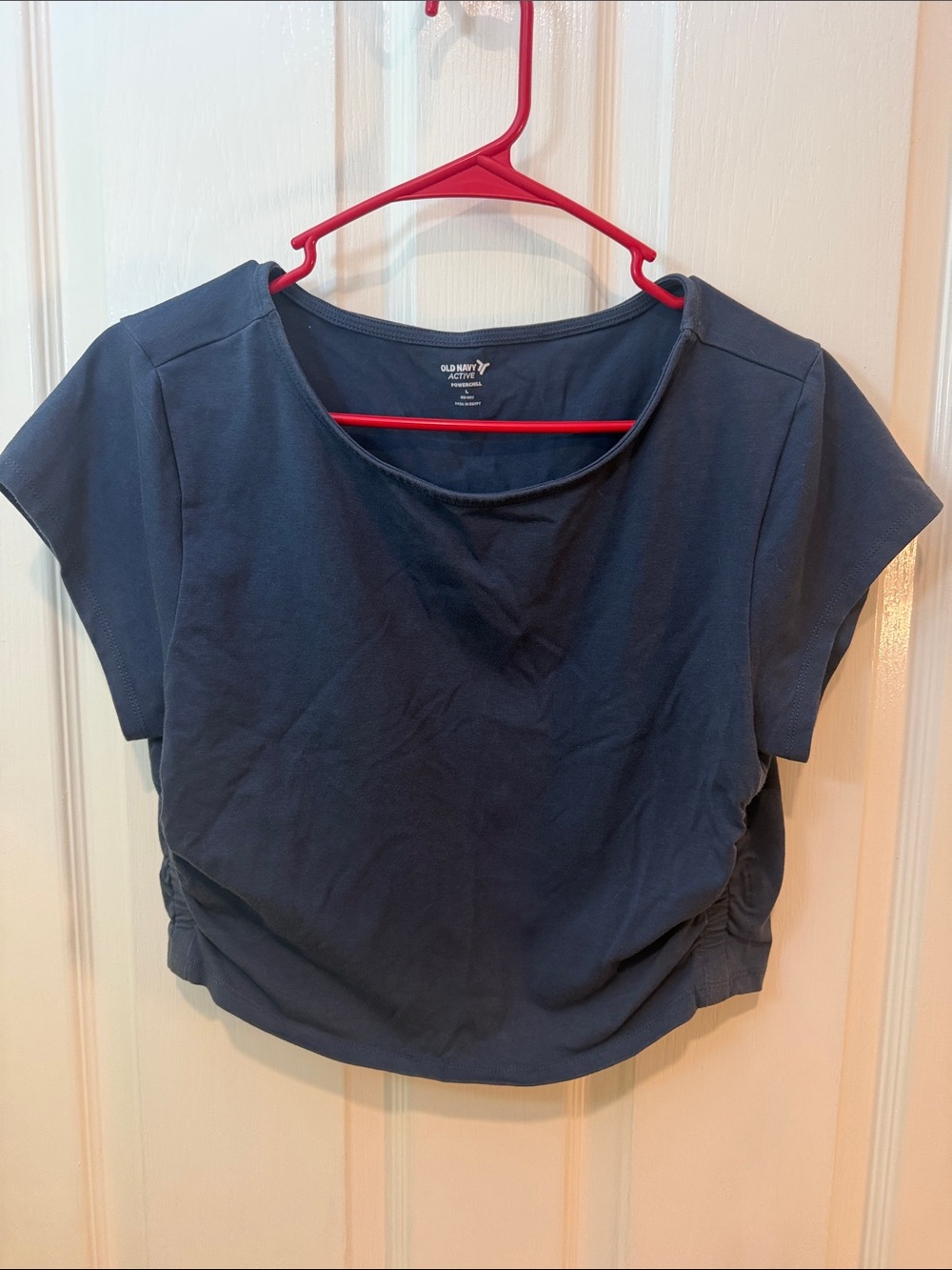 Old Navy Blue Short Sleeve Ruched Crop Top